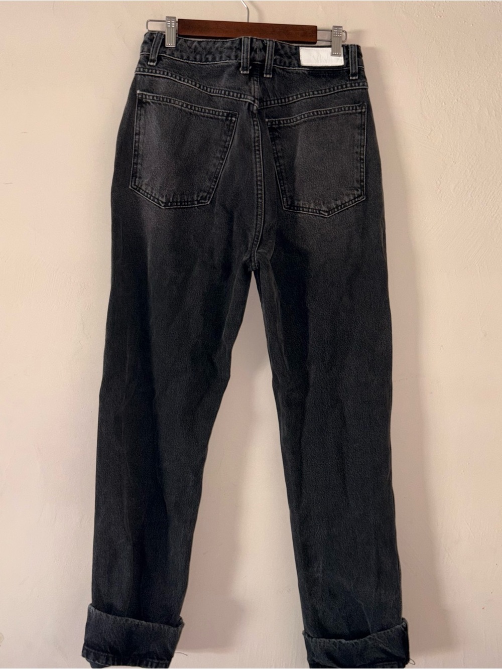 RE/DONE High Rise Straight Leg Jeans Black Sea Faded Vintage Wash Size 29 Rigid - Picture 5 of 6